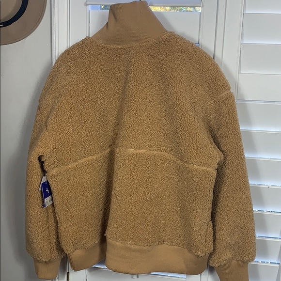 Joy Lab Sherpa/teddy Half zip pullover-cappuccino - Picture 8 of 10